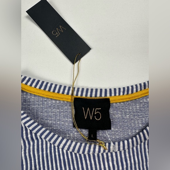 NWT W5 blue and white striped 3/4 sleeve shirt size large - Picture 11 of 11